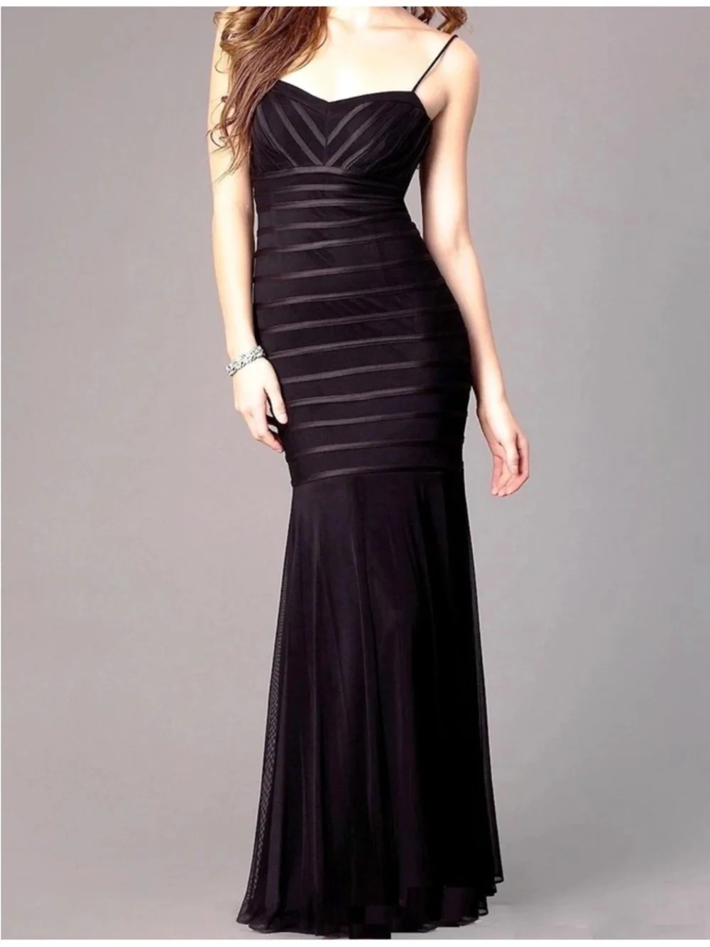 EUC Betsy & Adam Black Sweetheart Mermaid Maxi Dress Size 0